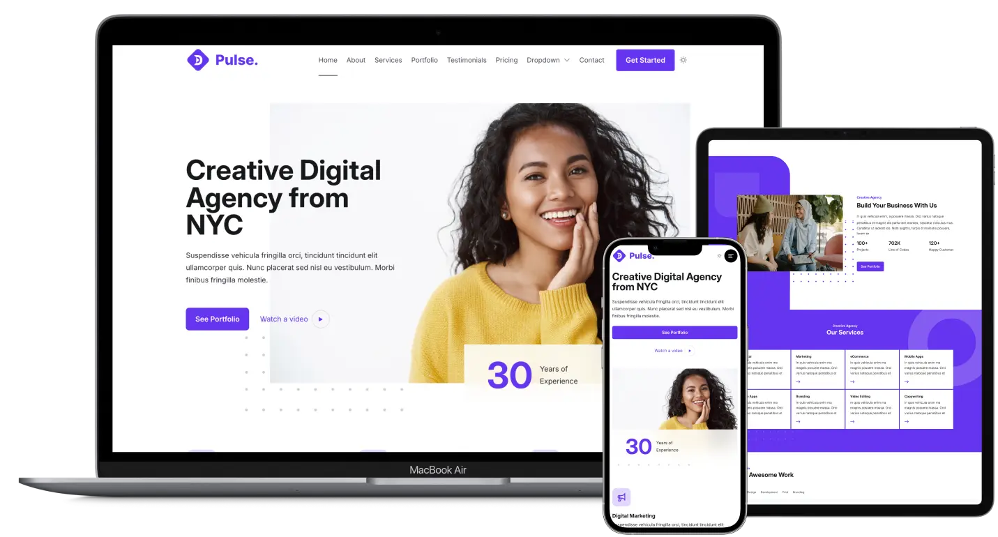 Pulse Free Bootstrap Template for Design Agency and Portfolio